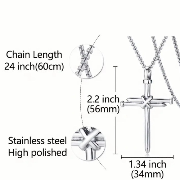 Necklace with nail cross pendant. Unisex. - Picture 6 of 6